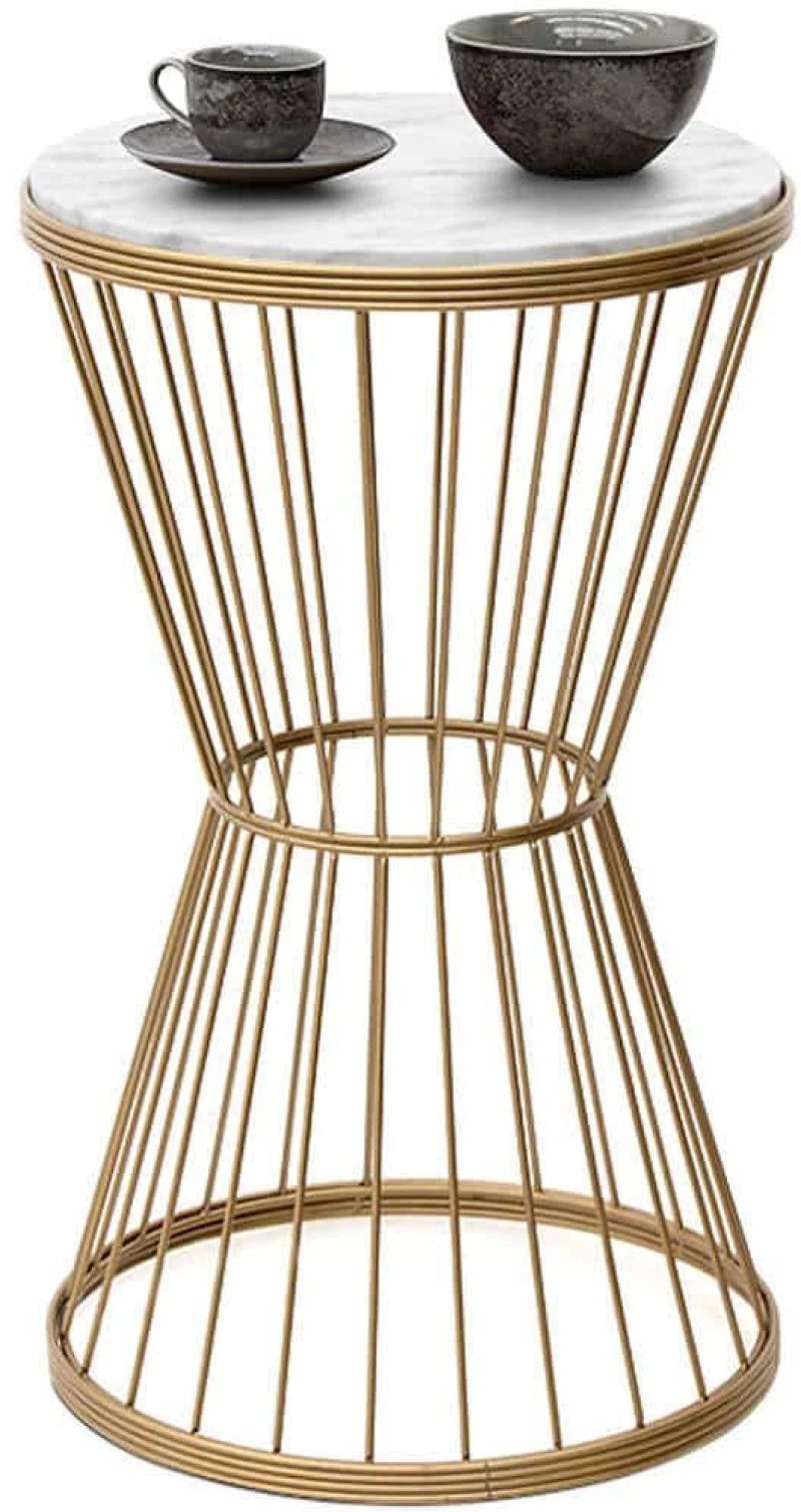Τραπεζάκι Σαλονιού Βοηθητικό Hoffman Marble 0127713 35x35x58cm Gold-White