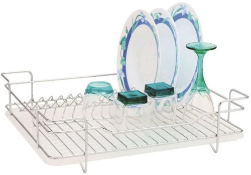 Πιατοθήκη Με Δίσκο 40335 38x12x46cm White-Silver Μέταλλο