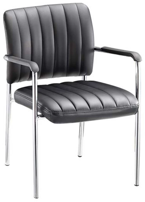 Πολυθρόνα Επισκέπτη Denim ΕΟ556,W Χρώμιο/Pu Μαύρο 57x58x80cm Σετ 4τμχ