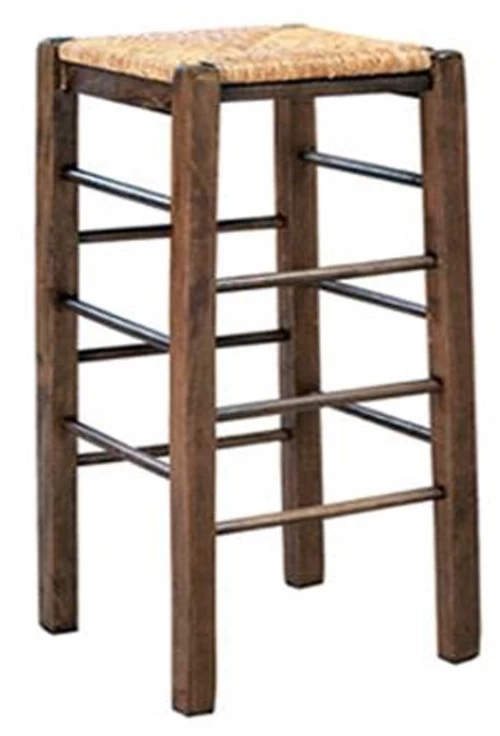 Σκαμπό Ταβέρνας  Bar Ψάθα 42R Ρ977,Ε2 Εμποτισμένο Καρυδί 35x35x80cm Σετ 4τμχ Ξύλο