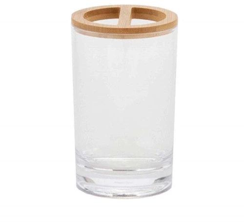Ποτηροθήκη AH-BA23013 Φ7x12cm Clear-Natural Andrea House Ακρυλικό,Bamboo
