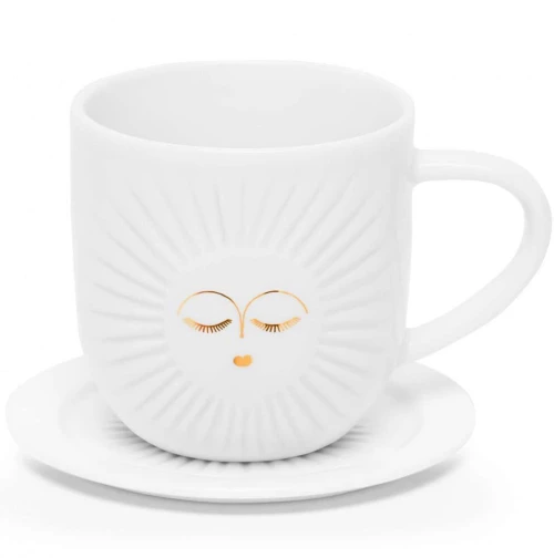 Φλυτζάνι Espresso Με Πιατάκι White Sun RD0051490 5,7x6cm White-Gold Raeder Πορσελάνη