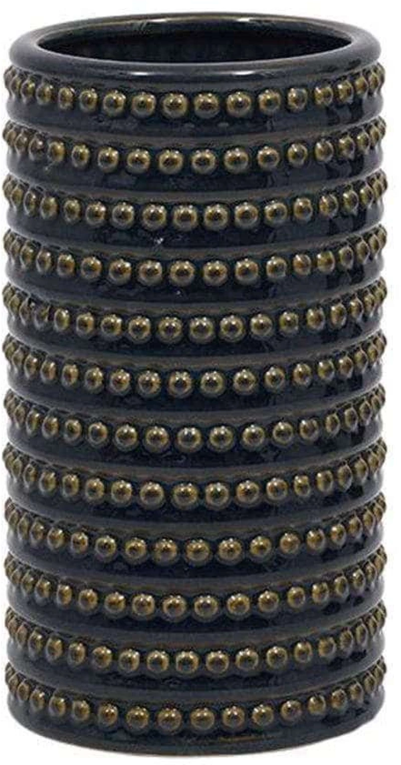 Βάζο 023-223-100 12x12x23cm Blue Black-Gold Κεραμικό