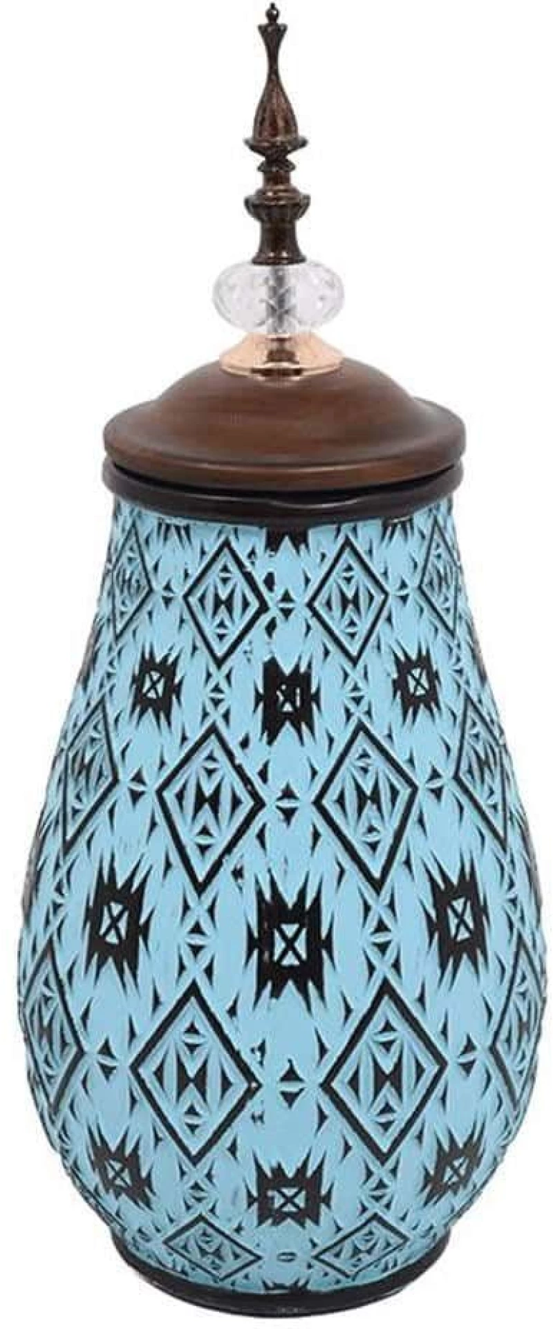 Βάζο Με Καπάκι 373-223-921 17x45cm Blue-Brown Κεραμικό