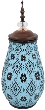 Βάζο Με Καπάκι 373-223-921 17x45cm Blue-Brown Κεραμικό