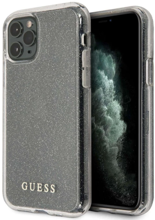Θήκη Προστασίας iPhone 11 Pro Max "Glitter Collection" GUHCN65PCGLSI Clear-Glitter Silver Guess
