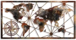 Διακοσμητικό Τοίχου World Map 891TNL2426 120cm Rust Wallity Μέταλλο