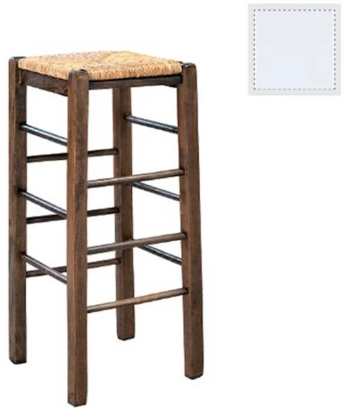 Σκαμπό Ταβέρνας  Bar Ψάθα 42R Ρ977,Ε8 Εμποτισμένο Λάκα Λευκό 35x35x80cm Σετ 4τμχ Ξύλο