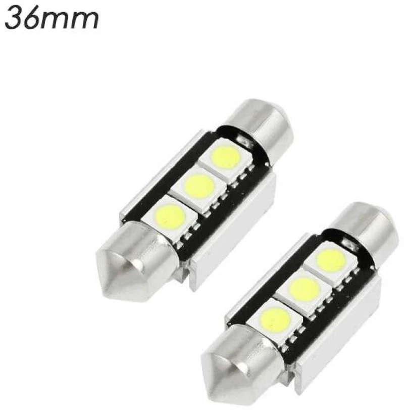 Σετ LED Πλαφονιέρας C5W Canbus 36mm 12V 3 SMD Ψυχρό Λευκό 6000K 2τμχ