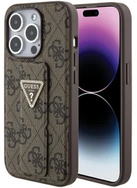 Guess Grip Stand 4G Triangle Strass Logo - iPhone 15 Pro Case (brown)