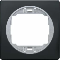 Eon e6801.s1e one-gang frame 80x80, antic silver with black holder