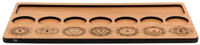 Ξύλινος Πίνακας των 7 Τσάκρα Wooden Seven Chakra Board With Gemstones