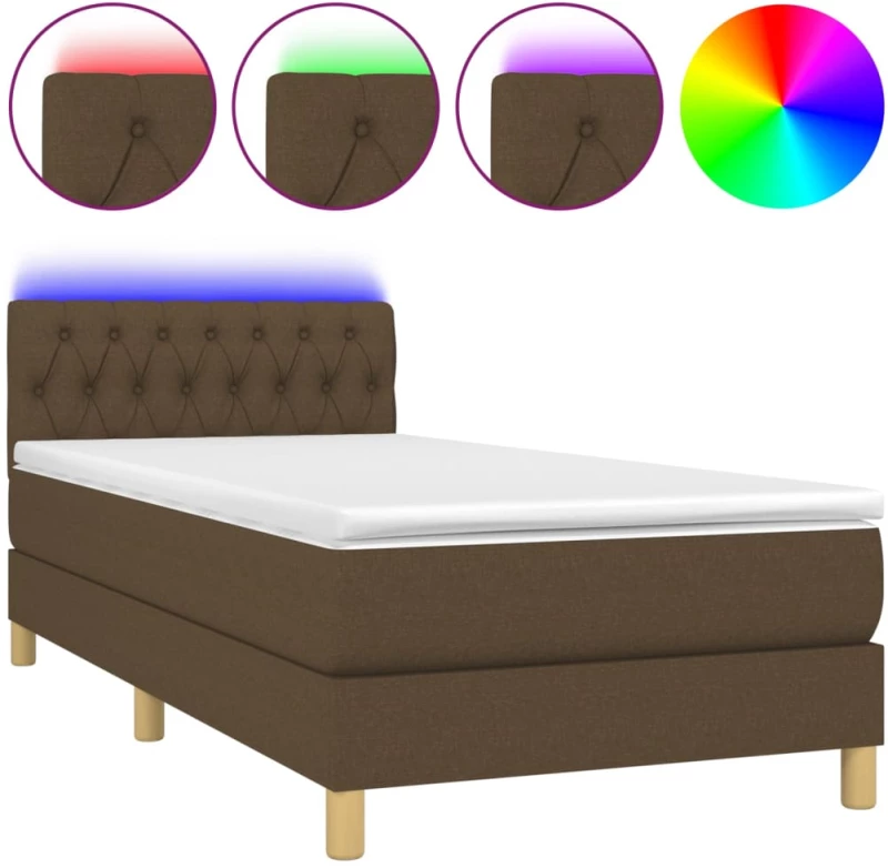ΚΡΕΒΑΤΙ BOXSPRING ΜΕ ΣΤΡΩΜΑ & LED ΣΚ.ΚΑΦΕ 90X200 ΕΚ. ΥΦΑΣΜΑΤΙΝΟ 3133928