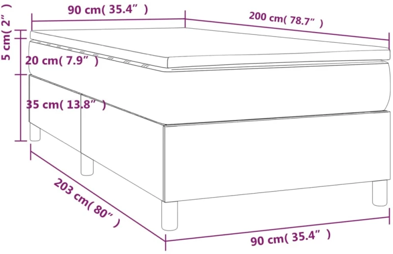 ΚΡΕΒΑΤΙ BOXSPRING ΜΕ ΣΤΡΩΜΑ ΑΝΟΙΧΤΟ ΓΚΡΙ 90X200 ΕΚ. ΥΦΑΣΜΑΤΙΝΟ 3144490