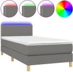ΚΡΕΒΑΤΙ BOXSPRING ΜΕ ΣΤΡΩΜΑ & LED ΣΚ.ΓΚΡΙ 100X200 ΕΚ ΥΦΑΣΜΑΤΙΝΟ 3133614