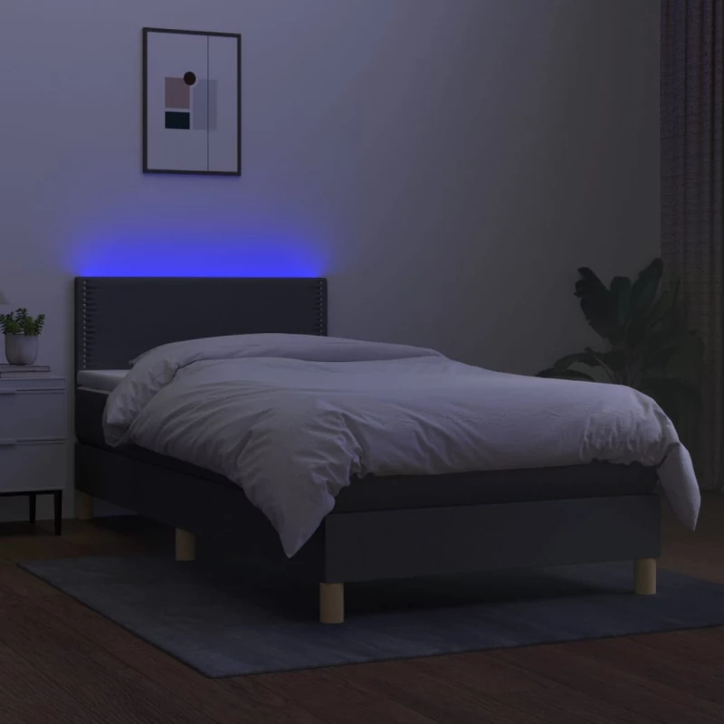 ΚΡΕΒΑΤΙ BOXSPRING ΜΕ ΣΤΡΩΜΑ & LED ΣΚ.ΓΚΡΙ 100X200 ΕΚ ΥΦΑΣΜΑΤΙΝΟ 3133614