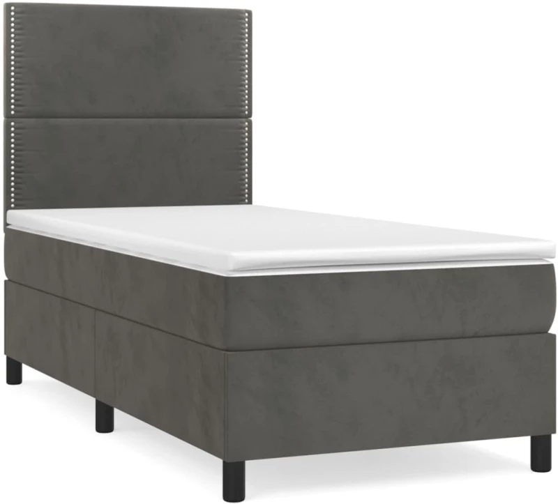 ΚΡΕΒΑΤΙ BOXSPRING ΜΕ ΣΤΡΩΜΑ ΣΚΟΥΡΟ ΓΚΡΙ 100X200 ΕΚ. ΒΕΛΟΥΔΙΝΟ 3142948