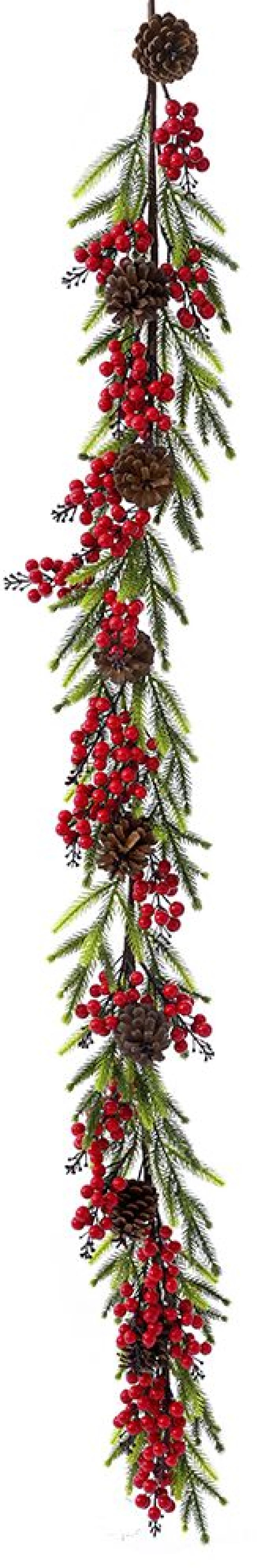 Κρεμαστό κλαδί ελατό με κόκκινα berries 180cm Iliadis 82685