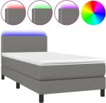 ΚΡΕΒΑΤΙ BOXSPRING ΜΕ ΣΤΡΩΜΑ & LED ΣΚ.ΓΚΡΙ 90X190 ΕΚ. ΥΦΑΣΜΑΤΙΝΟ 3133038