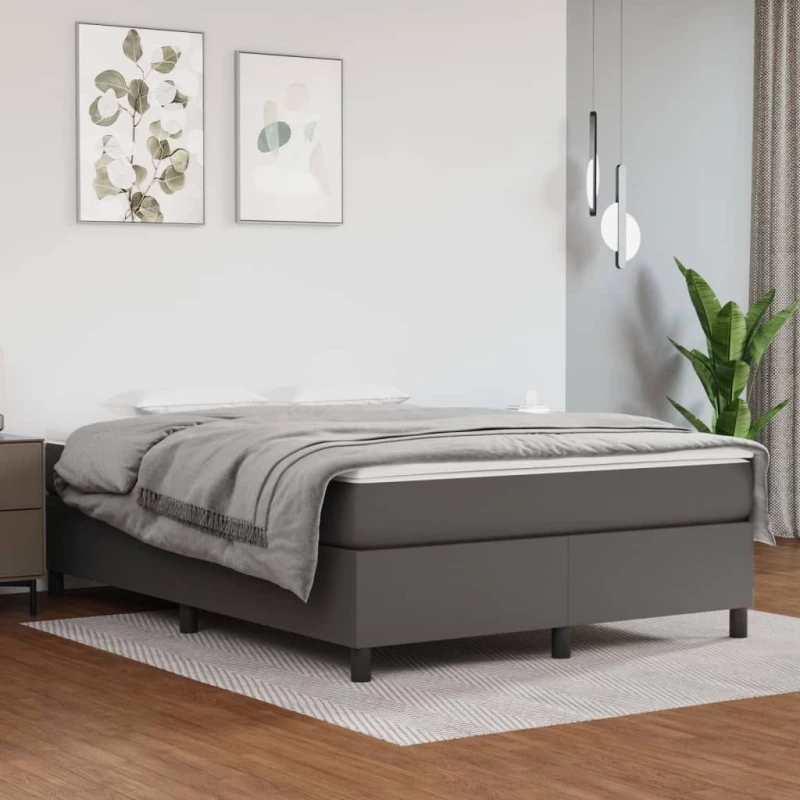 ΠΛΑΙΣΙΟ ΚΡΕΒΑΤΙΟΥ BOXSPRING ΓΚΡΙ 140X200 ΕΚ. ΣΥΝΘΕΤΙΚΟ ΔΕΡΜΑ 3121051