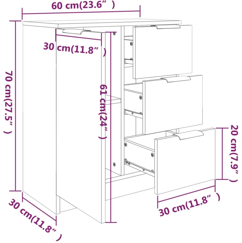 ΝΤΟΥΛΑΠΙ 2 ΤΕΜ. ΓΚΡΙ SONOMA 60X30X70 ΕΚ. ΑΠΟ ΕΠΕΞΕΡΓΑΣΜΕΝΟ ΞΥΛΟ 3115794