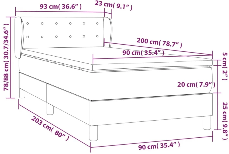 ΚΡΕΒΑΤΙ BOXSPRING ΜΕ ΣΤΡΩΜΑ ΣΚΟΥΡΟ ΚΑΦΕ 90X200 ΕΚ. ΥΦΑΣΜΑΤΙΝΟ 3126536