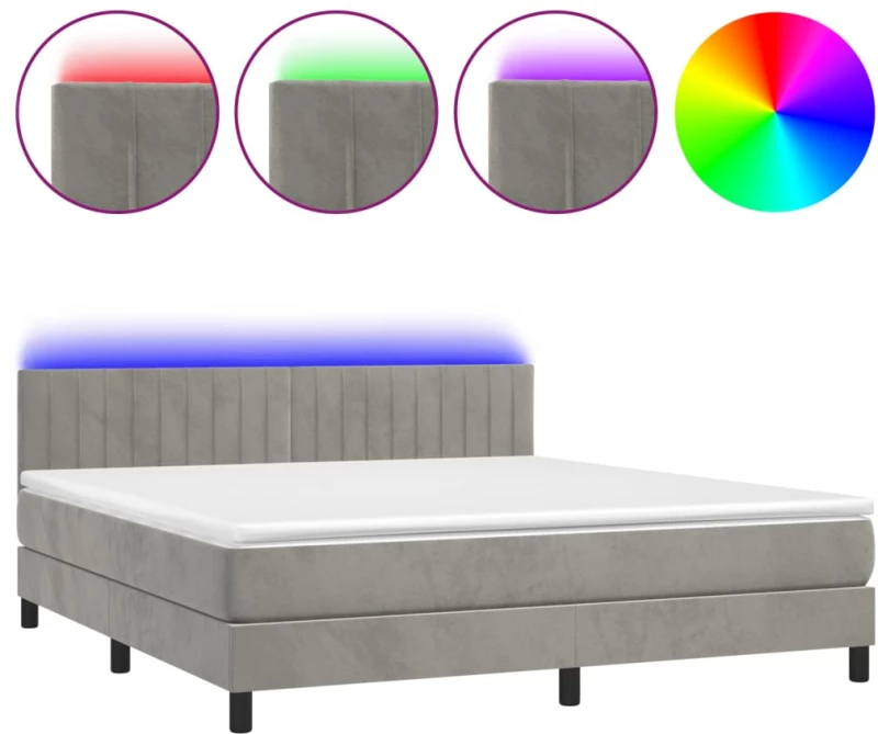 ΚΡΕΒΑΤΙ BOXSPRING ΜΕ ΣΤΡΩΜΑ & LED ΑΝ.ΓΚΡΙ 160X200 ΕΚ. ΒΕΛΟΥΔΙΝΟ 3134531