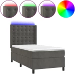 ΚΡΕΒΑΤΙ BOXSPRING ΜΕ ΣΤΡΩΜΑ & LED ΣΚ. ΓΚΡΙ 100X200ΕΚ. ΒΕΛΟΥΔΙΝΟ 3139788