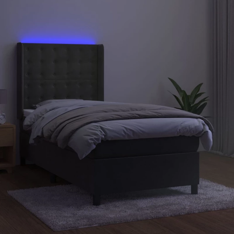 ΚΡΕΒΑΤΙ BOXSPRING ΜΕ ΣΤΡΩΜΑ & LED ΣΚ. ΓΚΡΙ 100X200ΕΚ. ΒΕΛΟΥΔΙΝΟ 3139788