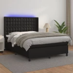 ΚΡΕΒΑΤΙ BOXSPRING ΜΕ ΣΤΡΩΜΑ & LED ΜΑΥΡΟ 140X200 ΕΚ. ΣΥΝΘ. ΔΕΡΜΑ 3139385