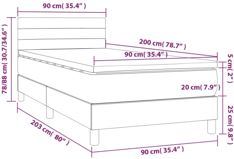 ΚΡΕΒΑΤΙ BOXSPRING ΜΕ ΣΤΡΩΜΑ & LED ΜΑΥΡΟ 90X200 ΕΚ. ΥΦΑΣΜΑΤΙΝΟ 3133767