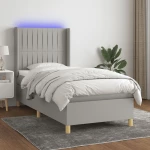 ΚΡΕΒΑΤΙ BOXSPRING ΜΕ ΣΤΡΩΜΑ & LED ΑΝ.ΓΚΡΙ 90X200 ΕΚ. ΥΦΑΣΜΑΤΙΝΟ 3139005