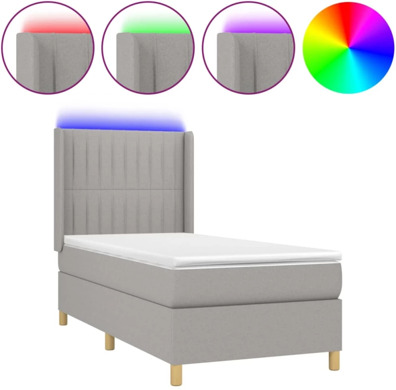 ΚΡΕΒΑΤΙ BOXSPRING ΜΕ ΣΤΡΩΜΑ & LED ΑΝ.ΓΚΡΙ 90X200 ΕΚ. ΥΦΑΣΜΑΤΙΝΟ 3139005