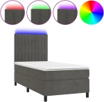 ΚΡΕΒΑΤΙ BOXSPRING ΜΕ ΣΤΡΩΜΑ & LED ΣΚ. ΓΚΡΙ 90X190 ΕΚ. ΒΕΛΟΥΔΙΝΟ 3136216