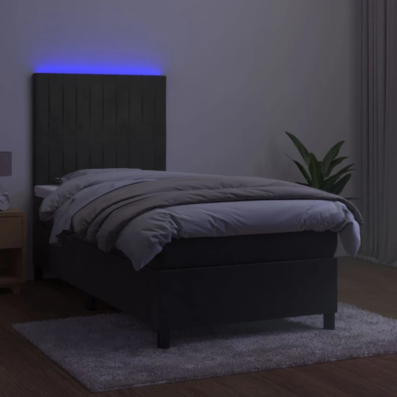 ΚΡΕΒΑΤΙ BOXSPRING ΜΕ ΣΤΡΩΜΑ & LED ΣΚ. ΓΚΡΙ 90X190 ΕΚ. ΒΕΛΟΥΔΙΝΟ 3136216