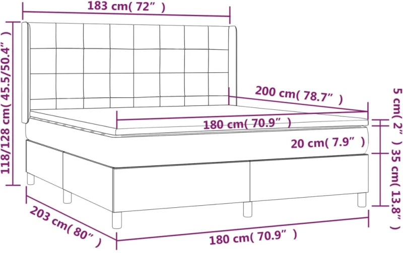 ΚΡΕΒΑΤΙ BOXSPRING ΜΕ ΣΤΡΩΜΑ & LED ΜΑΥΡΟ 180X200 ΕΚ. ΥΦΑΣΜΑΤΙΝΟ 3138895