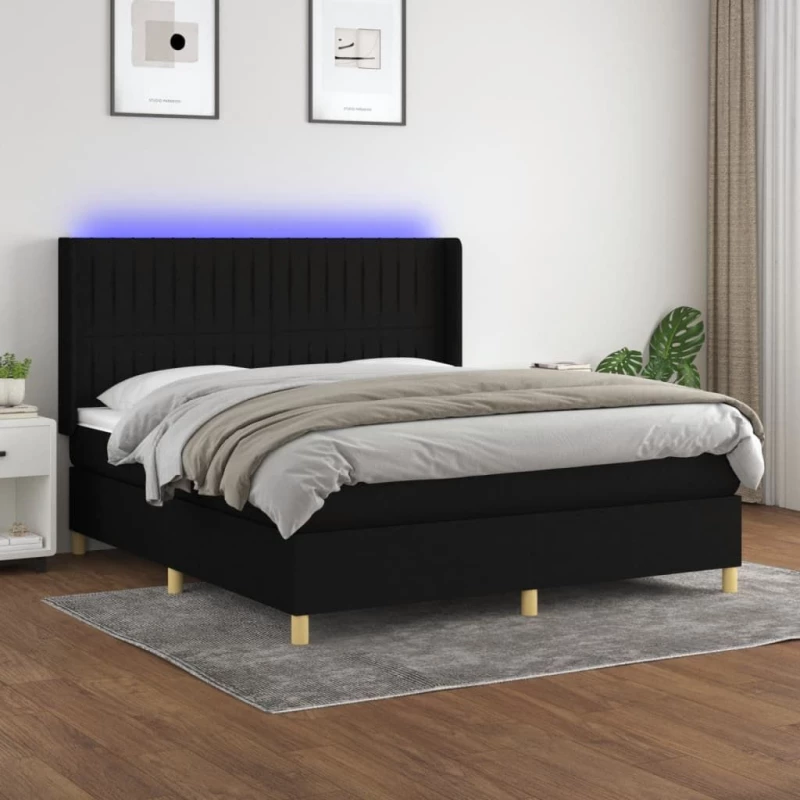 ΚΡΕΒΑΤΙ BOXSPRING ΜΕ ΣΤΡΩΜΑ & LED ΜΑΥΡΟ 180X200 ΕΚ. ΥΦΑΣΜΑΤΙΝΟ 3139055