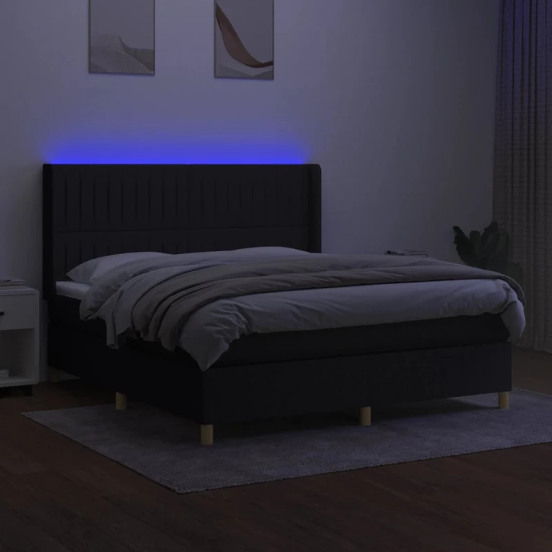 ΚΡΕΒΑΤΙ BOXSPRING ΜΕ ΣΤΡΩΜΑ & LED ΜΑΥΡΟ 180X200 ΕΚ. ΥΦΑΣΜΑΤΙΝΟ 3139055