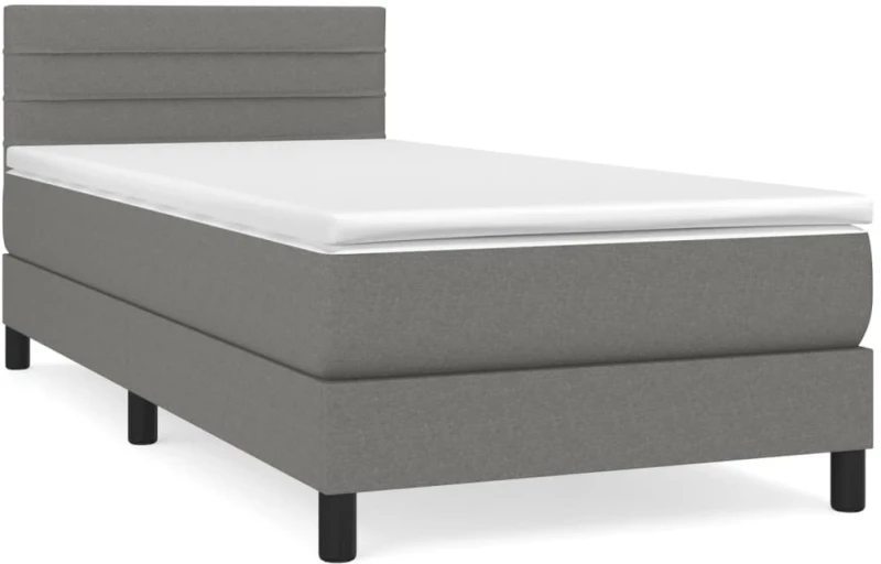 ΚΡΕΒΑΤΙ BOXSPRING ΜΕ ΣΤΡΩΜΑ ΣΚΟΥΡΟ ΓΚΡΙ 100X200 ΕΚ. ΥΦΑΣΜΑΤΙΝΟ 3140114