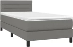 ΚΡΕΒΑΤΙ BOXSPRING ΜΕ ΣΤΡΩΜΑ ΣΚΟΥΡΟ ΓΚΡΙ 100X200 ΕΚ. ΥΦΑΣΜΑΤΙΝΟ 3140114