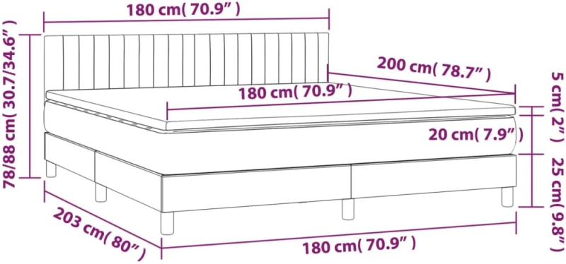 ΚΡΕΒΑΤΙ BOXSPRING ΜΕ ΣΤΡΩΜΑ ΑΝΟΙΧΤΟ ΓΚΡΙ 180X200 ΕΚ. ΥΦΑΣΜΑΤΙΝΟ 3140793