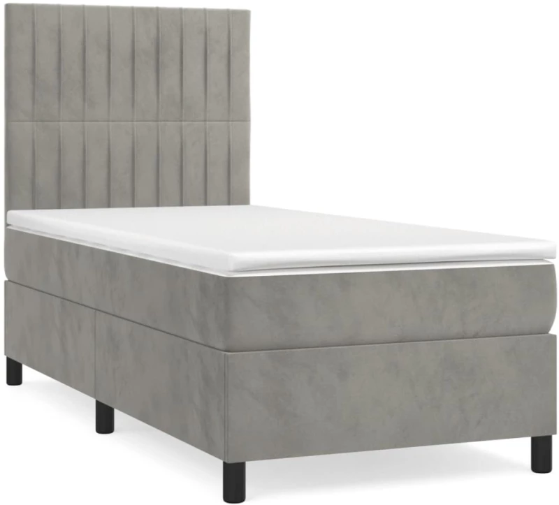 ΚΡΕΒΑΤΙ BOXSPRING ΜΕ ΣΤΡΩΜΑ ΑΝΟΙΧΤΟ ΓΚΡΙ 90X190 ΕΚ. ΒΕΛΟΥΔΙΝΟ 3143115