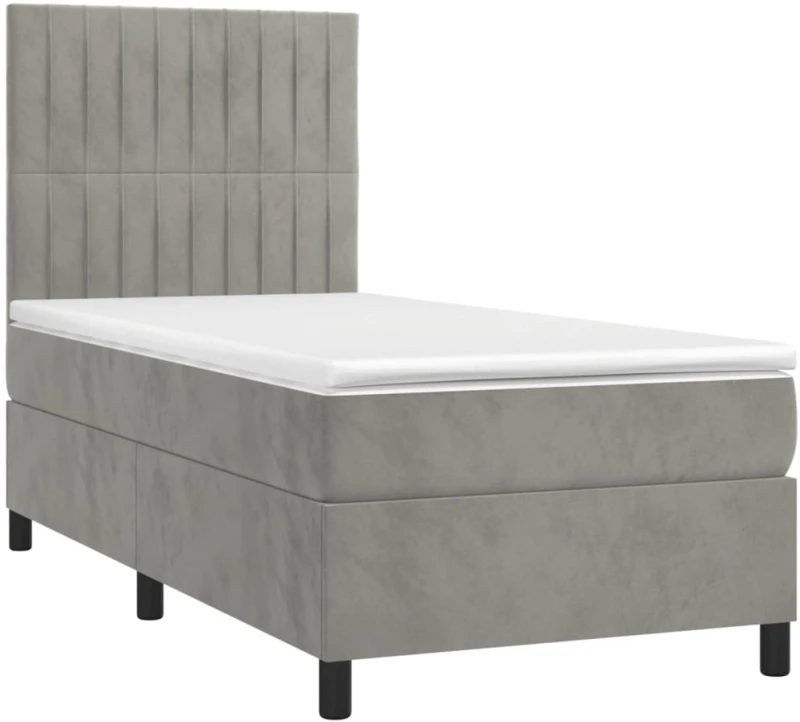 ΚΡΕΒΑΤΙ BOXSPRING ΜΕ ΣΤΡΩΜΑ ΑΝΟΙΧΤΟ ΓΚΡΙ 90X190 ΕΚ. ΒΕΛΟΥΔΙΝΟ 3143115