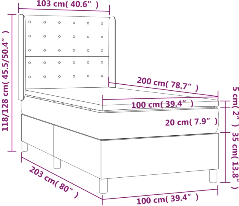 ΚΡΕΒΑΤΙ BOXSPRING ΜΕ ΣΤΡΩΜΑ & LED ΑΝ.ΓΚΡΙ 100X200 ΕΚ. ΒΕΛΟΥΔΙΝΟ 3139787