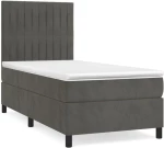 ΚΡΕΒΑΤΙ BOXSPRING ΜΕ ΣΤΡΩΜΑ ΣΚΟΥΡΟ ΓΚΡΙ 100X200 ΕΚ. ΒΕΛΟΥΔΙΝΟ 3143128