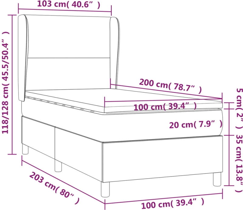 ΚΡΕΒΑΤΙ BOXSPRING ΜΕ ΣΤΡΩΜΑ ΜΑΥΡΟ 100 X 200 ΕΚ. ΥΦΑΣΜΑΤΙΝΟ 3128343