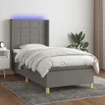 ΚΡΕΒΑΤΙ BOXSPRING ΜΕ ΣΤΡΩΜΑ & LED ΣΚ.ΓΚΡΙ 90X190 ΕΚ. ΥΦΑΣΜΑΤΙΝΟ 3138838