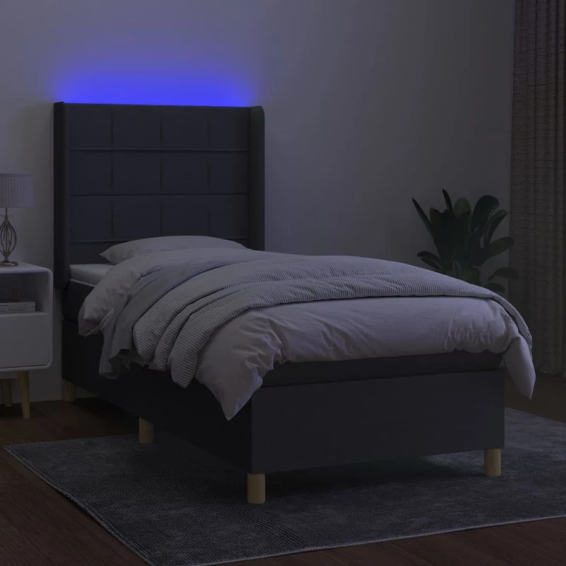 ΚΡΕΒΑΤΙ BOXSPRING ΜΕ ΣΤΡΩΜΑ & LED ΣΚ.ΓΚΡΙ 90X190 ΕΚ. ΥΦΑΣΜΑΤΙΝΟ 3138838