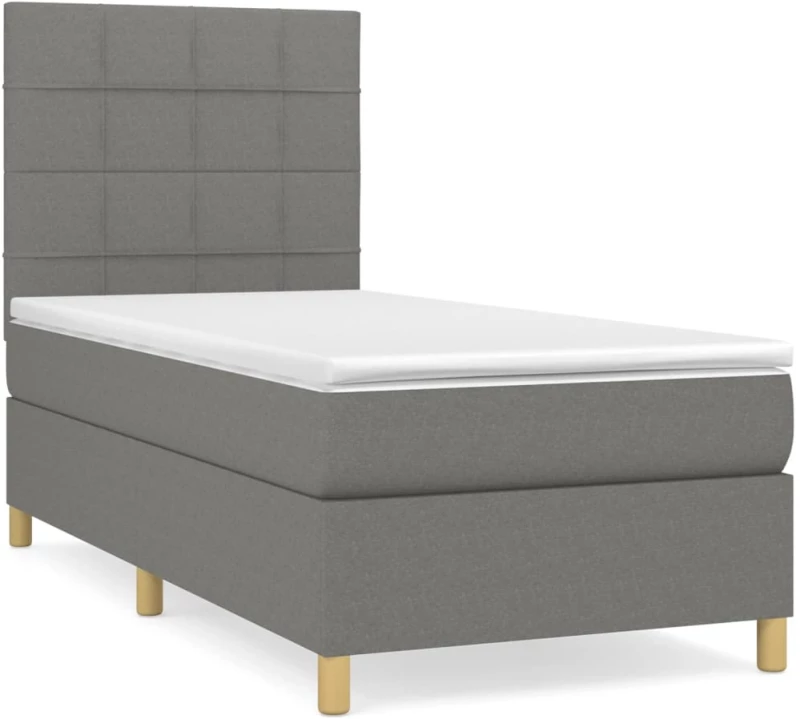 ΚΡΕΒΑΤΙ BOXSPRING ΜΕ ΣΤΡΩΜΑ ΣΚΟΥΡΟ ΓΚΡΙ 90X190 ΕΚ. ΥΦΑΣΜΑΤΙΝΟ 3142298