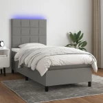 ΚΡΕΒΑΤΙ BOXSPRING ΜΕ ΣΤΡΩΜΑ & LED ΣΚ.ΓΚΡΙ 90X190 ΕΚ. ΥΦΑΣΜΑΤΙΝΟ 3134838